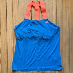VTG Sporty Chic Adidas Blue Orange Racer back tank with built in bra